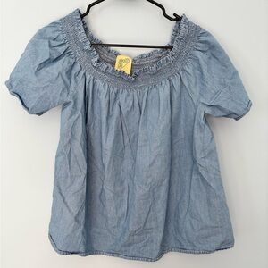 THERE ABOUTS Girls Blue Smocked Shirt Top Size 2XL Boho Peasant